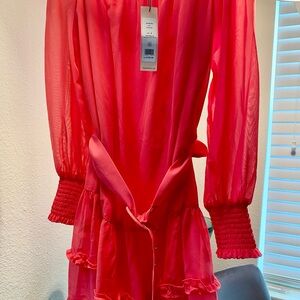 BCBGeneration Vibrant Coral Textured Dress